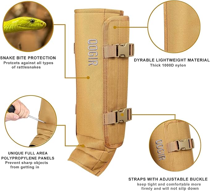 Leg Gaiters Hunting Gaiters, Adjustable Snow Boot Gaiters, Waterproof Snake Gaiters for Hiking Walking Skiing