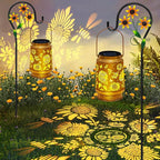 2 Pack Sunflower Hanging Solar Lanterns Outdoor Lights Sunflower Gifts for Women Men Metal Waterproof Decor Garden Lanterns for Yard, Patio, Lawn, Pathway,Porch