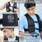 Running Hydration Vest | Mens & WomensRunning Vest | Reflective Vest Running | 7 Pocket Storage with 17oz Flask |Secure Phone Holder | Adjustable Lightweight Black Neoprene.