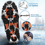 WIN.MAX Crampons for Shoes, Traction Cleats Ice Snow Grips with 19 Stainless Steel Spikes, Shoe Talons Anti - Slip Boots Spikes for Walking, Jogging, Climbing and Hiking
