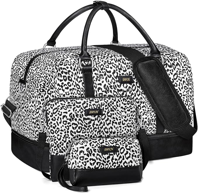 IBFUN Weekender Bags for Women, 21" Weekender Travel Bag, Travel Duffle Bag with Shoe Compartment Carry on Overnight Duffel Bag for Weekend Travel Business Trip, 3PCS