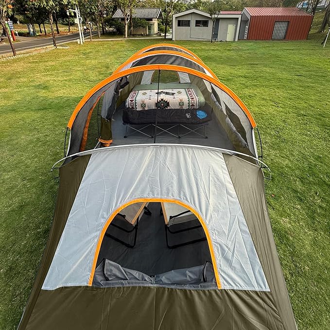 CAMPROS CP Tent 12-Person-Camping-Tents,3 Room Family Tents,Waterproof Windproof Family Tent with Top Rainfly,6 Large Mesh Windows,Double Layer,Easy Set Up, Portable with Carry Bag-20' x 9' x 72"(H)