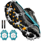 Crampons Ice Cleats Traction Snow Grips for Boots Shoes Women Men Anti Slip 19 Stainless Steel Spikes Safe Protect for Hiking Fishing Walking Climbing Mountaineering