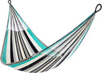Handwoven Hammock by Yellow Leaf Hammocks - Double Size, Fits 1-2 PPL, 400lb max - Weathersafe, Super Strong, Easy to Hang, Ultra Soft, Artisan Made - Color: Turquoise - Black -White