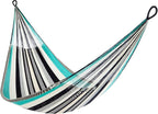Handwoven Hammock by Yellow Leaf Hammocks - Family Size, Fits 2+ PPL, 550lb max - Weathersafe, Super Strong, Easy to Hang, Ultra Soft, Artisan Made - Color: Turquoise - Black -White