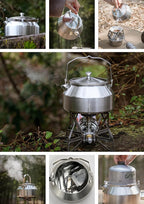 CAMPINGMOON 1L Campfire Kettle Seamless One-Piece Stainless Steel Wide Bottom Wide Spout Integrated Molding Camping Outdoor Water Boiler SW-1