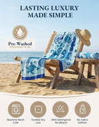 LANE LINEN Beach Towels 6 Pack, Oversized Pre-Washed Large Stylish Pool Towels for Adults, Quick Dry Lightweight Travel Towel, 39"x71" - Coral Beach
