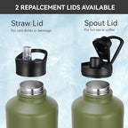 HASLE OUTFITTERS Half Gallon Insulated Water Bottles 64 oz, Stainless Steel Metal Water Jug with 2 Lids Keep Cold 48h/Hot 24h, Leak Proof & BPA-Free Water Flask Jug(Army Green,1)