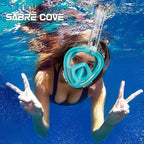 Full Face Snorkel Mask Adults with Ear Pressure Equalizer, Fully Enclosed CO2 Outflow, Silicone Bonding Anti-Leak&Fog,Buckle Folding for Portability