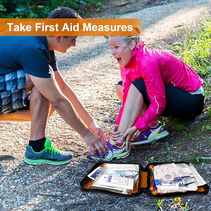 300Piece Portable First Aid Kit Refill Supplies for Car Mini Caming Emergency First Aid Kits Hiking Survival Essential for Outdoor Adventure Emergency Case, Orange 1st Aid