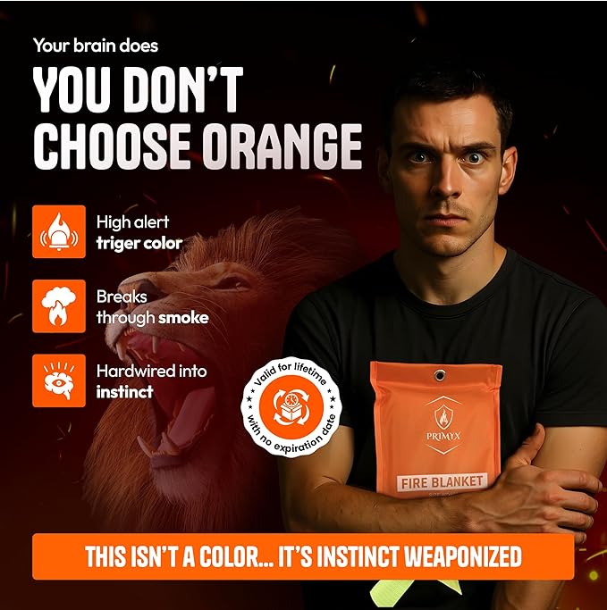 Emergency Fire Blanket 40"x40" (4-Pack) – Fireproof Survival Blanket for Home, Kitchen, RV & Camping – Smothers Grease & Electrical Fires – Reusable, Pet & Family Safe Fire Safety Gear