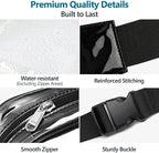 Veckle Clear Fanny Pack Stadium Approved - Plus Size 35-51 Inch Adjustable Strap Transparent Belt Bag for Women Men Fits 7.5" Smartphone, Clear Bag for Stadium Events Sports Concerts, 2-Pack Black