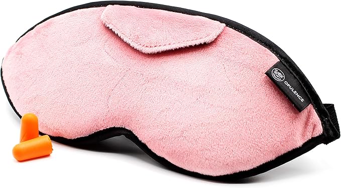 Dream Essentials Opulence Micro Plush Sleep Mask with Soft Foam Earplugs (Peacefully Pink)