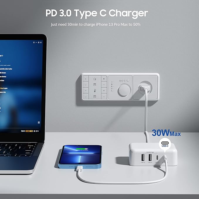 USB C Charger Block, 45W 4 Port USB C Fast Charging Station Hub Cube Brick for Multiple Devices, Travel Charger USB Power Strip Adapter Plug for iPhone 16 15 14 13 Pro Max, iPad, MacBook Air, Samsung