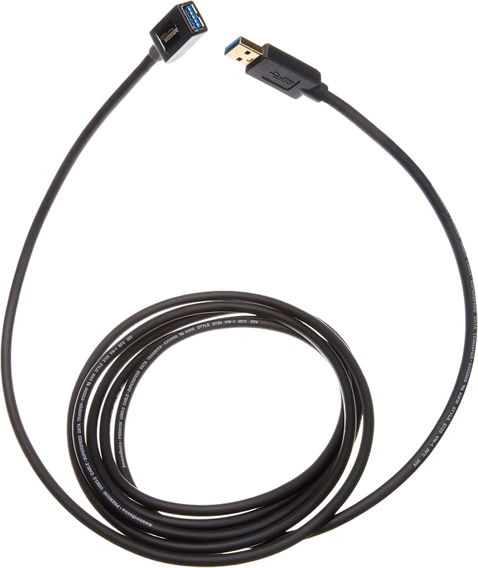 Amazon Basics USB 3.0 Extension Cable, 9.8-Foot High-Speed Data Transfer, Male to Female, 4.8Gbps, Gold-Plated Connectors, Shielded, 3 Meters, Black