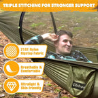 Chihee Ultra-Light Travel Camping Hammock Pop-up Net Hammock 660lbs Load Capacity,Breathable,Quick-Drying Parachute Nylon 2 Premium Carabiners,2 Tree Slings Included for Outdoor Backpacking Hiking