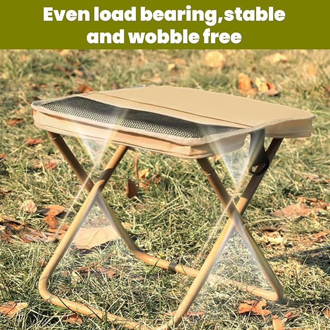 Foldable Portable Backpack Stool|Collapsible Stool for Camping,Hiking |Lightweight Ultralight Pocket Chair|Capacity 330LBS|Outdoor Footstool for Travel Walking Fishing Picnic BBQ (Khaki, Large)