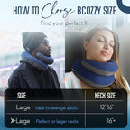 BCOZZY Travel Neck Pillow for Airplane– Patented Double Support for Head, Neck, and Chin. Best for Long Flights, Plane Sleeping, and Car Rides. Adjustable Size. Fully Washable. Carry Bag. Large, Nude