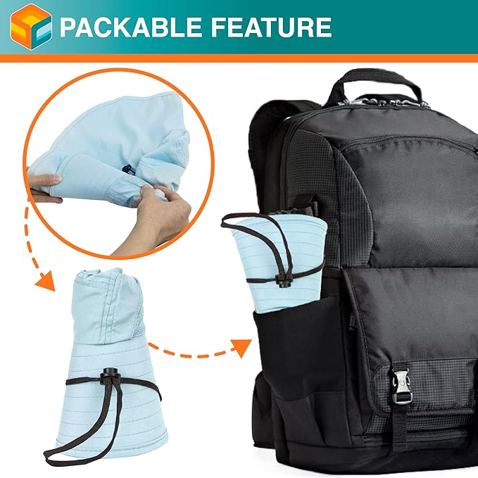 SUN CUBE Wide Brim Sun Hat with Neck Flap, UPF50+ Hiking Safari Fishing Hat for Men Women, Sun Protection Beach Hat