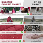 KingCamp Ultralight Camping Blanket, Packable Down Alternative Puffy Wearable Blankets Weatherproof Warm Package Quilt with Snap Buttons for Outdoor Hiking Travel, Picnic Stadium, (69" x 53" Crimson)