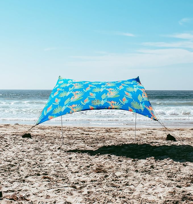 Neso Gigante - Portable Beach Tent - Ideal to Enjoy with Family and Friends - UPF 50+, Water-Resistant, and Lightweight - Tropical Floral, 11' x 11'