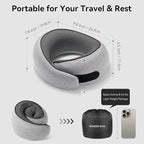 WANDER PLUS® Travel Pillow, 100% Pure Memory Foam Travel Neck Pillow Airplane Neck Support Ergonomic Design Best for Sleeping Plane Car Train Office Flight for Adults Sky Blue
