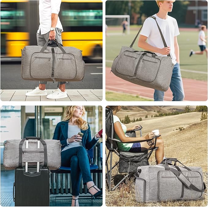 Vomgomfom Travel Duffle Bag for Men,65L 85L 115L Foldable Travel Duffel Bag with Shoes Compartment Overnight Bag for Men Women