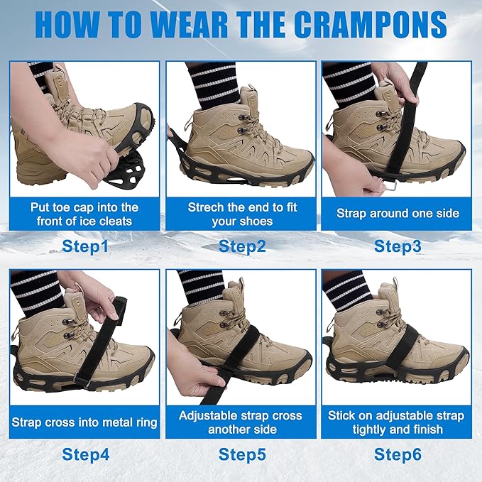 Spikeless Ice Cleats,Anti-Slip Snow Winter Traction Grips Crampoms for Slick Wet Surface Indoor Outdoor Use Ice Shoes Grippers Rubber Tread Overshoes