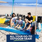 SUN NINJA Beach Tent Sun Shelter UPF50+ - Easy Pop Up Beach Canopy - Outdoor Shade for Camping Trips, Fishing, Backyard Fun Picnics - Sand Shovel, Ground Pegs & Stability Poles