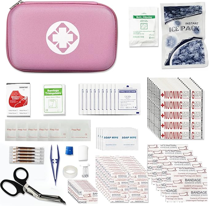 Car-Home Survival First-Aid Kit Emergency-Kit - Pink 273Piece Equipment Travel Supplies First Aid Set Home Essentials Camping Hiking YIDERBO