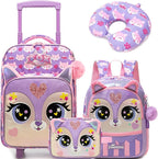 Kids Carry On Luggage with Wheels Softside Kids Suitcase for Girls Airline Approved & Girls Multi-function Carry Bag 4pcs Set