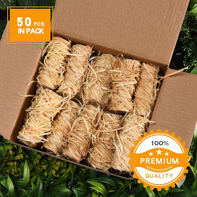 Fire Starter - 50Pcs Fire Starters for Fireplace, Campfires, Grill, Wood & Pellet Stove, Chimney, Fire Pit, BBQ - FireStarters