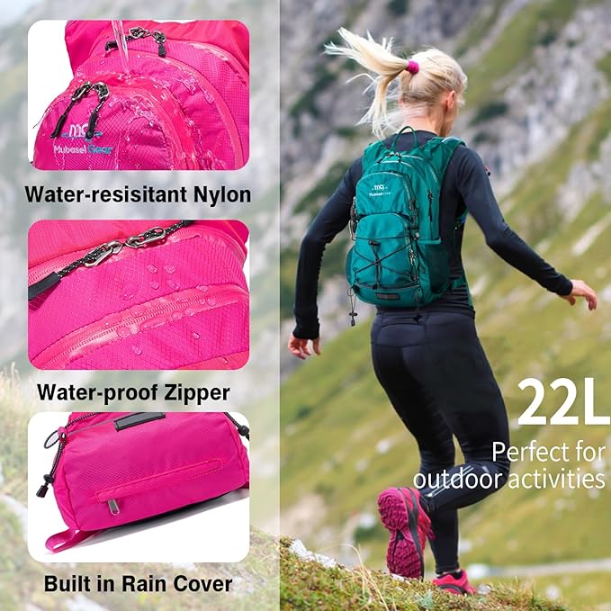 Insulated Hydration Backpack Pack with 2L Water Bladder Lightweight 22L Hiking Backpack Bag for Women Men Daypack for Hiking Running Festival Camping Biking