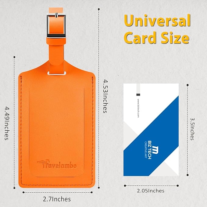 Travelambo 16 Pack Luggage Tags for Suitcases Privacy Protection Bag Tags Faux Leather Travel Accessories Essential, Hot Orange