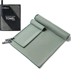 Aegero Camping Towel,2 Pack Microfiber Travel Sports Towel,Quick Dry-Super Absorbent-Ultra Compact-Ultra Soft- Lightweight.Suitable for Gym,Yoga,Trip,Beach, Shower, Backpacking,Pool(Army Green)