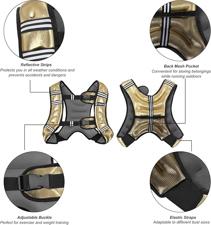 Weighted Vest, 6lb/8lb/12lb/16lb/20lb/25lb/30lb Weight Vest with Reflective Stripe, Weighted Vest for Men Women Workout Equipment for Strength Training, Running, Jogging, Fitness, Weight Loss