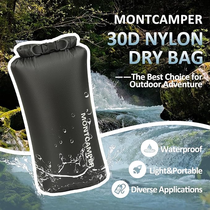 Waterproof Dry Bag-Large capacity Storage Sack for Outdoor Adventures-Enhanced 30D Nylon Waterproof Fabric-Float on Water-Keep Luggage Dry and Organized(10L/Black)
