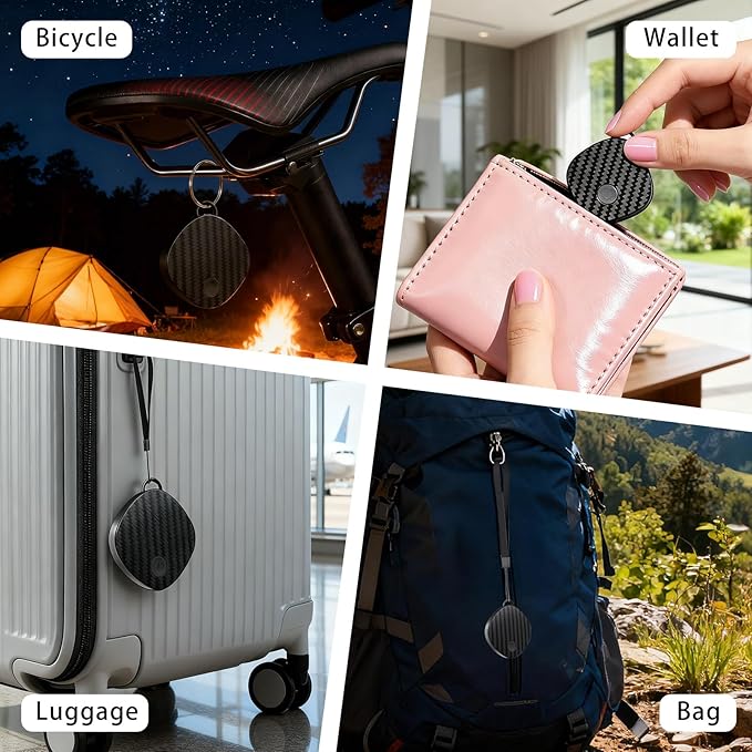 Air Tracker Tags-4 Pack, Bluetooth Air Tracker Compatible with Apple Find My Network (iOS Only), Smart Tag Item Finder for Keys, Wallet, Luggage, Backpack - Fast Location Updates, Black