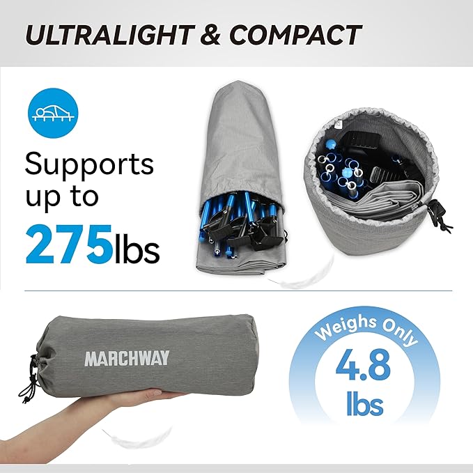 MARCHWAY Ultralight Folding Tent Camping Cot Bed, Portable Compact for Outdoor Travel, Base Camp, Hiking, Mountaineering, Lightweight Backpacking (Grey)