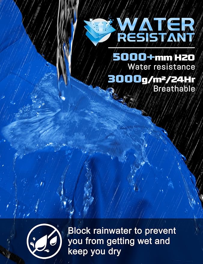 TACVASEN Men's Rain Jacket Lightweight Windbreaker with Hooded Water Resistant Outdoor Raincoat for Hiking Travel Camping