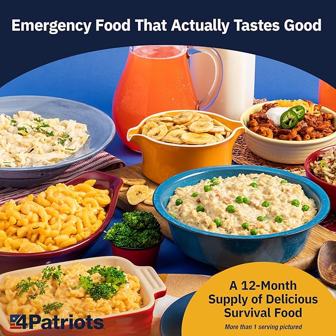4Patriots 1-Year Survival Food Kit: Emergency Food Supply Designed to Last 25 Years, 2,752 Servings