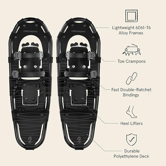 Retrospec Drifter Snowshoe for Men & Women - Aluminum Frames & a Double-Rachet Binding System - Lightweight All Terrain Snow Shoes