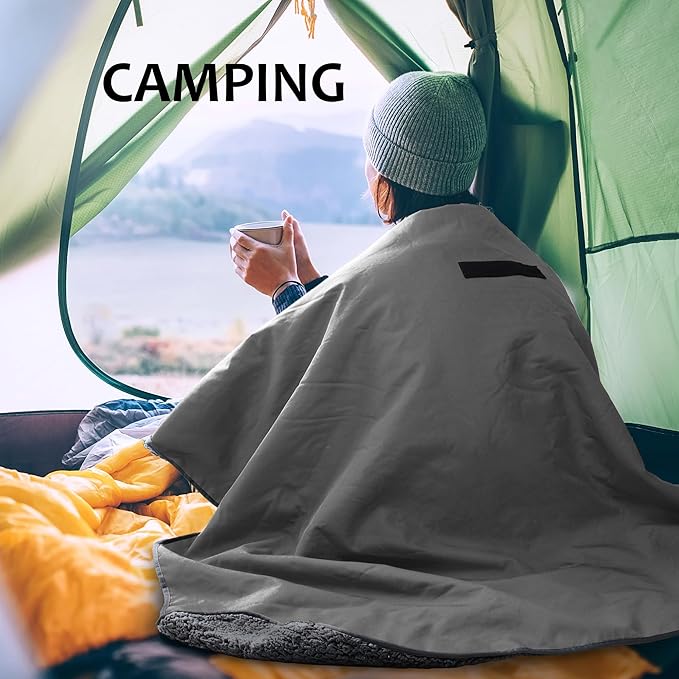 Tirrinia Large Waterproof Outdoor Blanket, Soft Warm Windproof Stadium Blanket with Sherpa Fleece and Foldable for Outdoor Sport, Baseball, Football, Beach, Concerts, Car