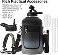 DYSANKY Insulated Water Bottle | Thickened Stainless Steel Vacuum Metal | Portable Sports Half Gallon Large Water Jug for Gym and Hiking with Straw, Carrier Bag, Handle Strap | BPA-Free 64 oz