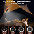 PANERGY Camping Fan with Light - 20000mAh Rechargeable Battery Fan with Charger, 70Hrs Cooling Time, 4 Speeds, 110° Auto Oscillation & 270° Pivot Design with Hook for Camping/Power Outage/Hurricane