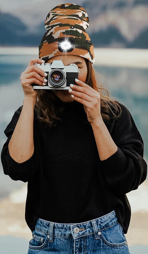 ATNKE LED Lighted Beanie Hat,USB Rechargeable 4 LED Running Headlamp Bright Cap with The Light Gifts for Men and Women