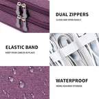 Lanola Travel Cable Organizer Bag, Electronic Accessories Case Portable Double Layer Cable Storage Bag for Cord,phone,Charger, Flash Drive, Phone, SD Card,Personal Items - (Purple)