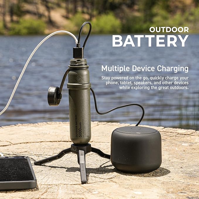 NESTOUT Rugged Portable Charger, 5000mAh Outdoor Battery Power Bank, 15W USB C Fast Charging, Waterproof IP67, Durable Shockproof, Tactical Battery Pack for Phone EDC Hiking Camping (Blue Gray)