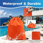 5-Pack Waterproof Drawstring Backpacks, Soccer-Texture Oxford Fabric, 16.9" × 13.8", Lightweight 0.20 lb Each, No Eyelets, Gym & Marathon Gear Sacks(Orange)