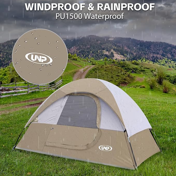 Camping Tent 2 Person, Waterproof Windproof Tent with Rainfly Easy Set up-Portable Dome Tents for Camping…
